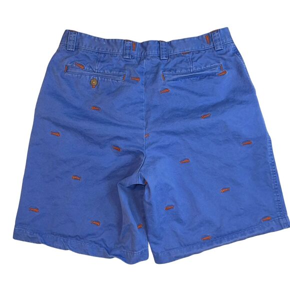J McLaughlin Shorts Men 34 Blue Beachy Embroidered Fish Skeleton Preppy Chinos - Picture 7 of 14
